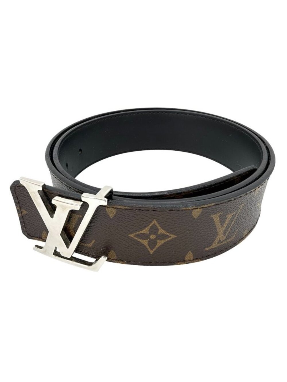 Louis Vuitton Belt Monogram LV 40 Reversible 85/34 Leather Brown Black Silver